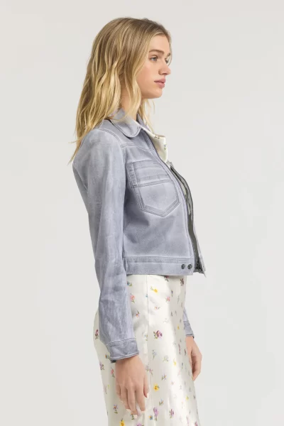 Hayden Patina Leather Jacket in Blueberry - Image 4