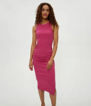 Wren Midi Dress in Pitaya