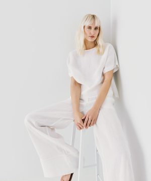 Furtado linen Top in white - coming soon - Image 2