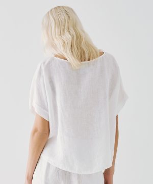 Furtado linen Top in white - coming soon - Image 3