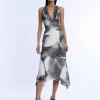 Crissy Printed Cowl Halter Dress