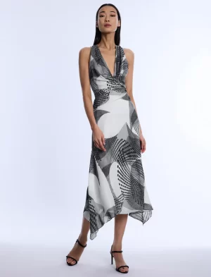 Crissy Printed Cowl Halter Dress - Image 5