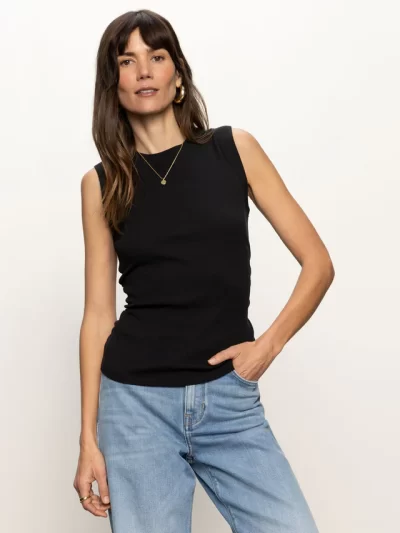 Juliet Ribbed Tank in black
