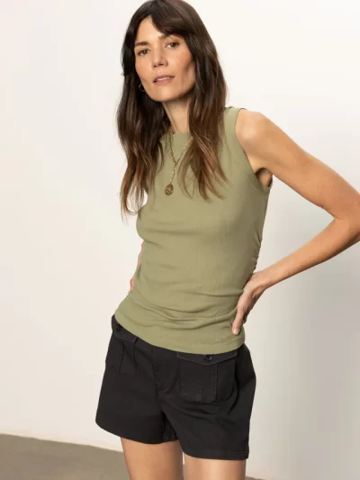 Juliet Ribbed Tank in sage medium