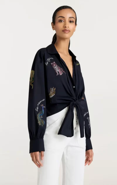 Mariana jungle top in navy
