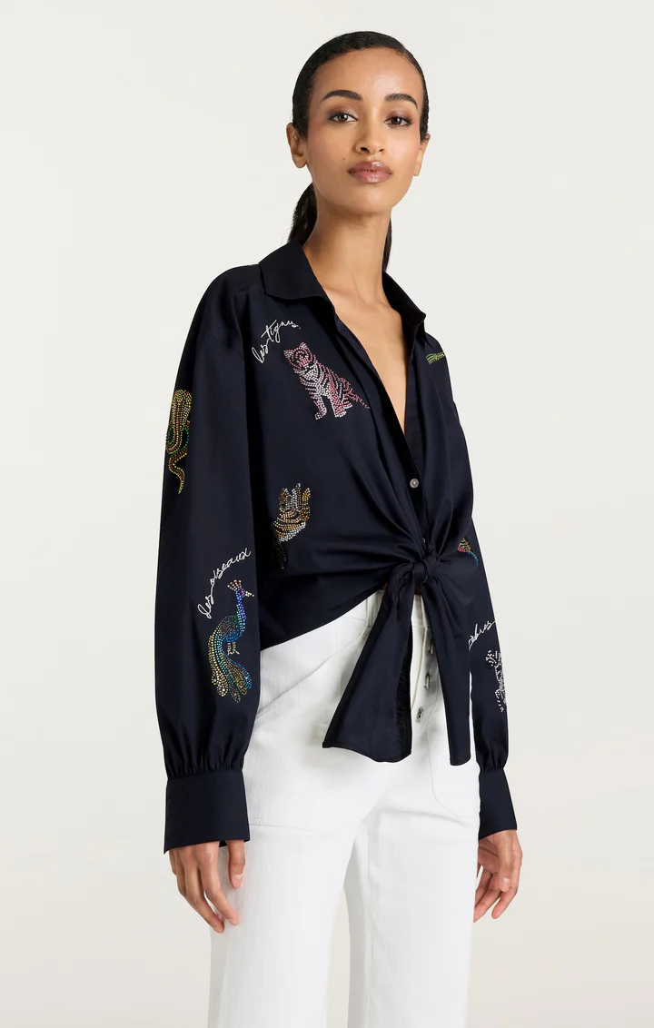 Mariana jungle top in navy - Image 6