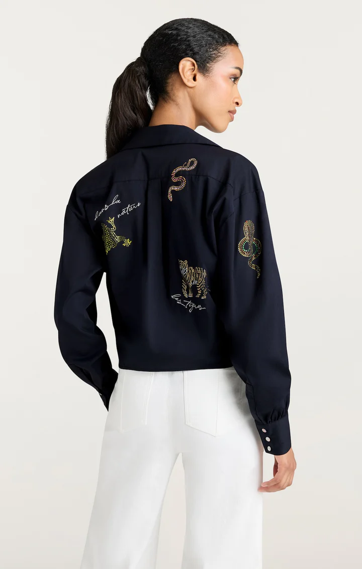 Mariana jungle top in navy - Image 5