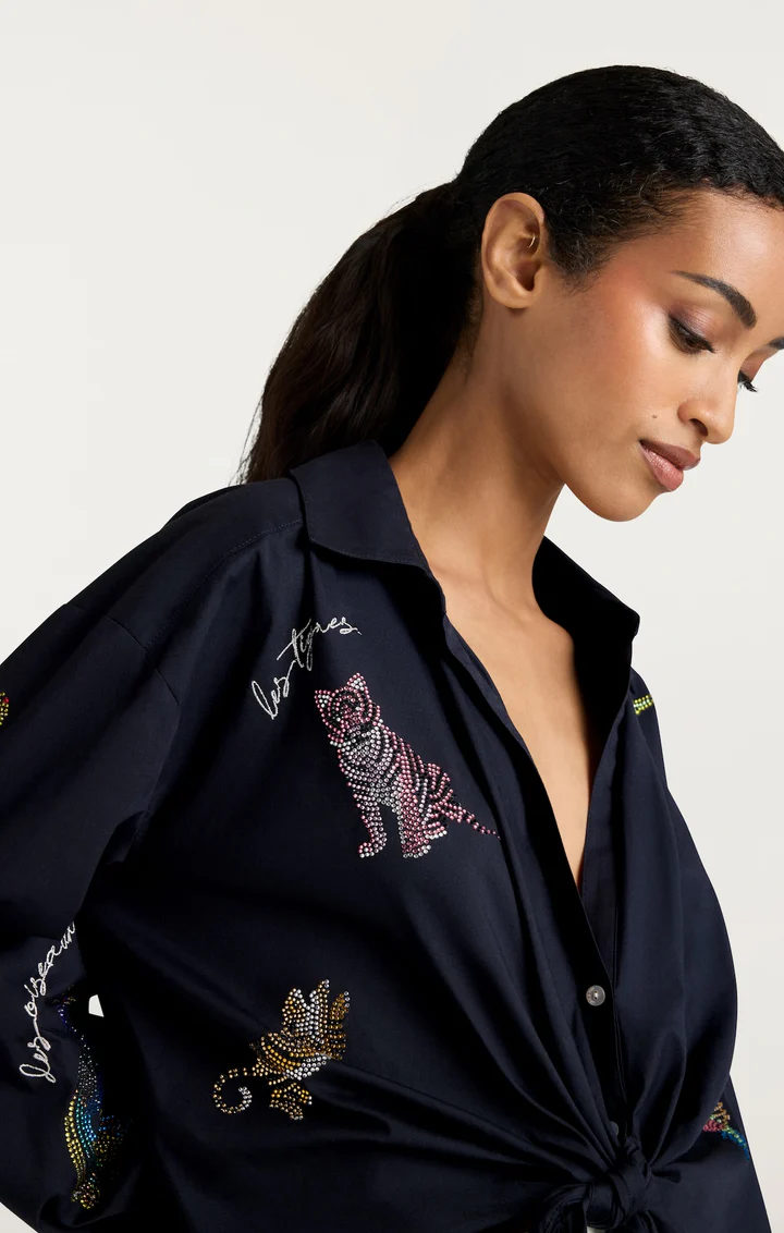 Mariana jungle top in navy - Image 4