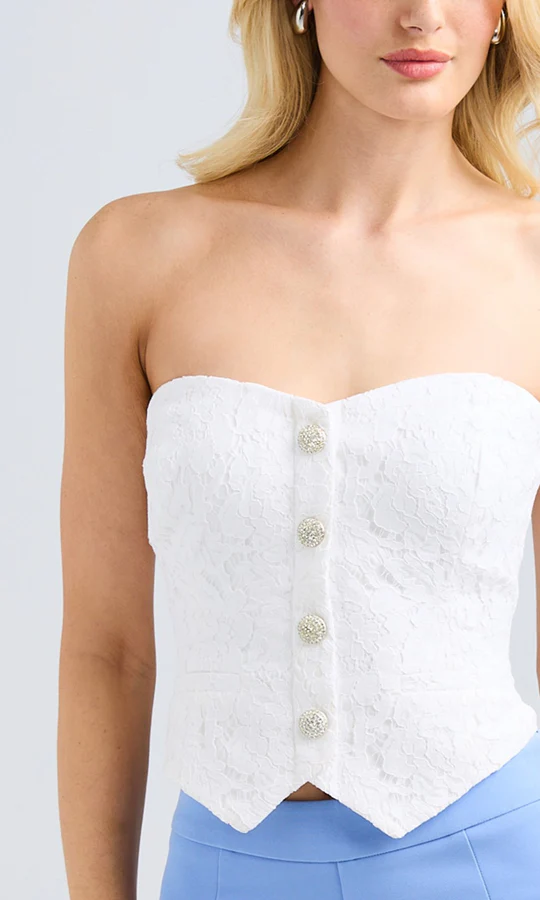 Arianna Lace Vestier Top in white - Image 3