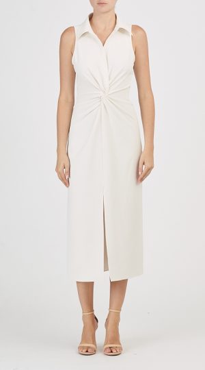 mckenna sleeveless midi dress in ivory - coming soon