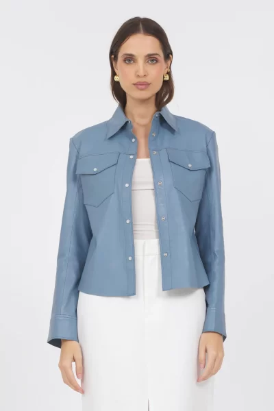 Rowan Leather Jacket in Ocean