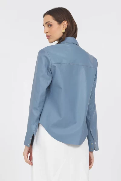 Rowan Leather Jacket in Ocean - Image 2