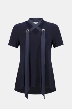 Jessi Satin Scarf Top in midnight blue - Image 2