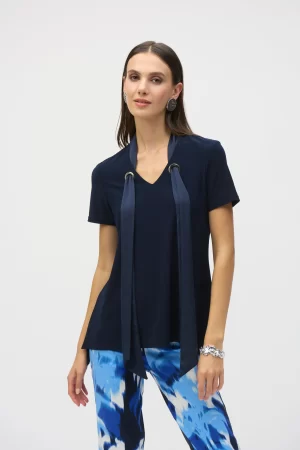 Jessi Satin Scarf Top in midnight blue - Image 4