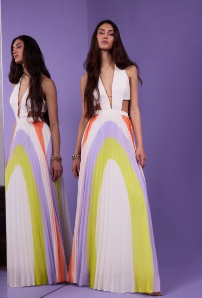 Celine Printed Pleated Cutout Dress