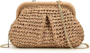 Aaries Woven purse in sand