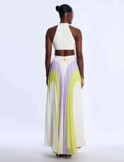 Celine Printed Pleated Cutout Dress - Image 7