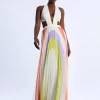 Celine Printed Pleated Cutout Dress - Image 9