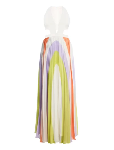 Celine Printed Pleated Cutout Dress - Image 2
