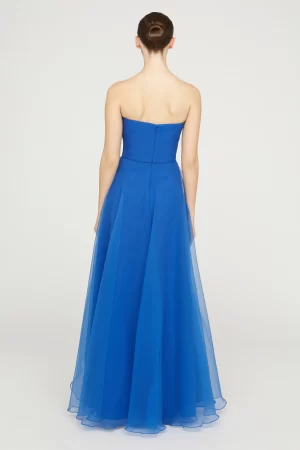 Teresa Strapless Draped Gown in cornflower blue - Image 6