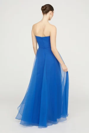 Teresa Strapless Draped Gown in cornflower blue - Image 2