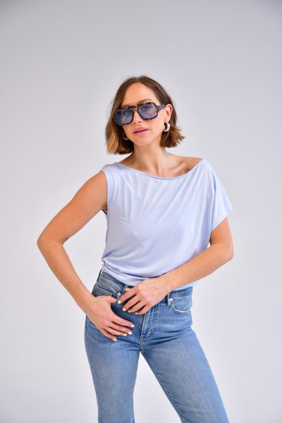Fernanda One Shoulder Top in light blue