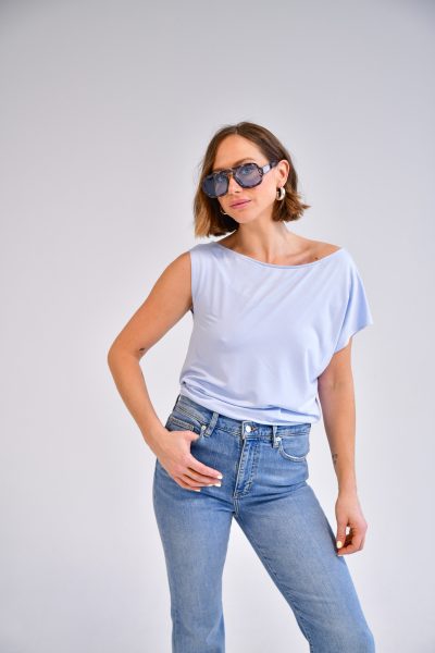 Fernanda One Shoulder Top in light blue - Image 3