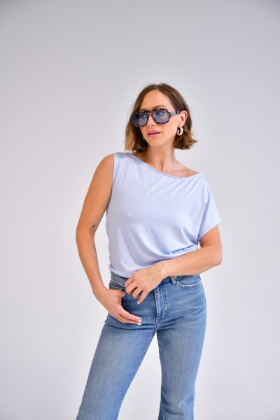 Fernanda One Shoulder Top in light blue - Image 9