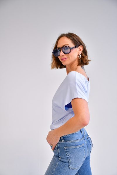 Fernanda One Shoulder Top in light blue - Image 8