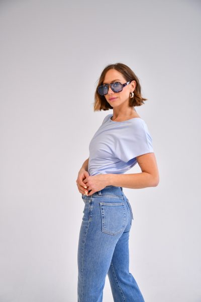 Fernanda One Shoulder Top in light blue - Image 6