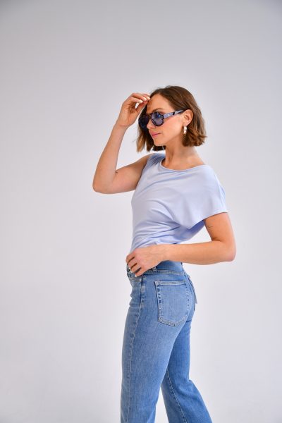 Fernanda One Shoulder Top in light blue - Image 5