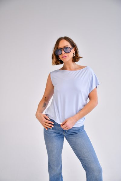 Fernanda One Shoulder Top in light blue - Image 4