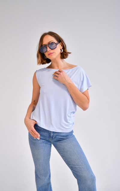 Fernanda One Shoulder Top in light blue - Image 2