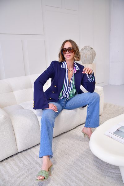 Charlie Bell sleeve rayon Blazer in navy - small - Image 4
