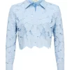 Seychelle Lace Cropped Blouse in blue fog - Image 2