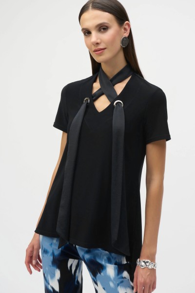Jessi Satin Scarf Top in black
