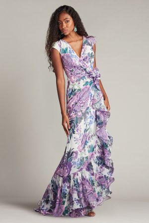 Sinai Floral Cascading Ruffle Gown