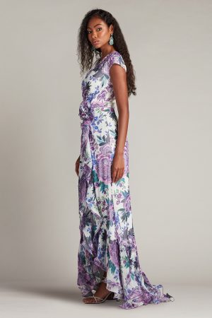 Sinai Floral Cascading Ruffle Gown - Image 2