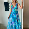 Karen Organza V Neck Gown