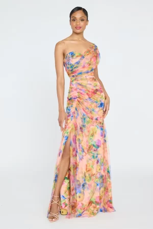 Macie One Shoulder Drape Gown - coming soon