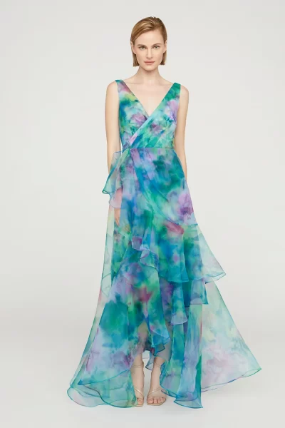 Karen Organza V Neck Gown - Image 2