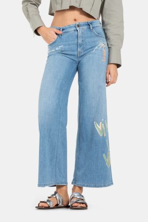 Palazzo Cropped Paint Pant