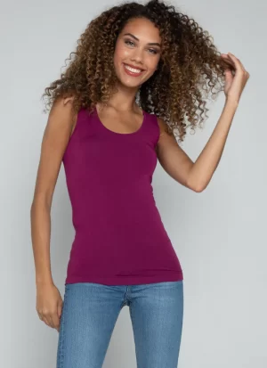 Bamboo Short Tank in magenta