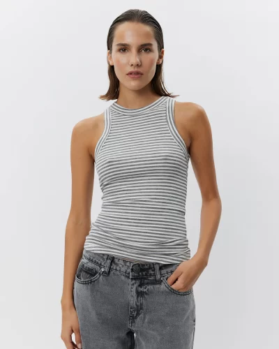 JULLIE STRIPE TOP - Grey Striped
