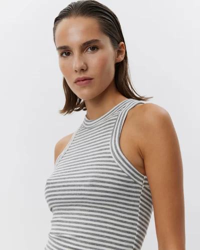 JULLIE STRIPE TOP - Grey Striped - Image 5
