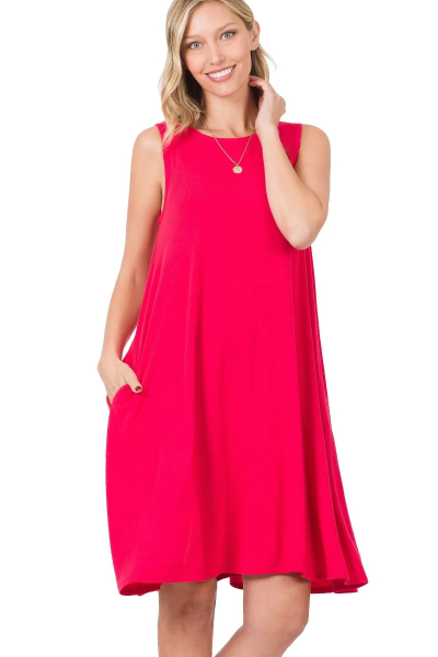 Daphne Dress in Deep Pink