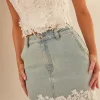 Melody Lace Combo Denim Skirt