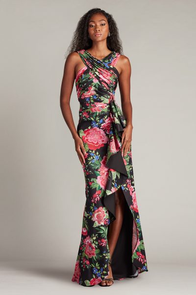 Elarra Floral Waterfall Flounce Gown