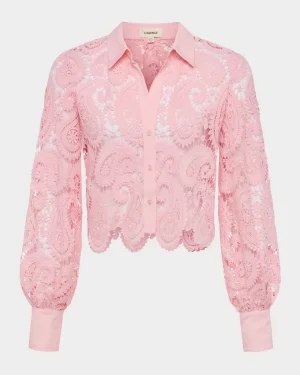 Odelia Paisley Lace Cropped Blouse - Image 4