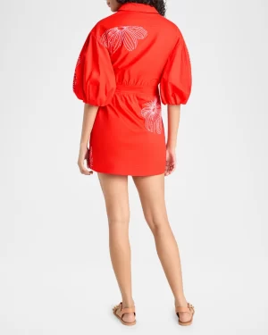 Rhea Sunburst Puff-Sleeve Mini Dress - Image 3